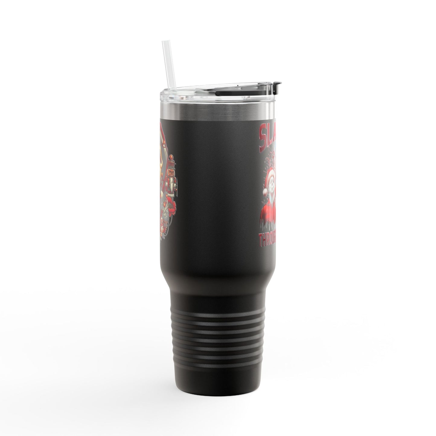 Travel Mug  "Slashin' Through the Snow" 40oz Insulated Christmas Tumbler Printify