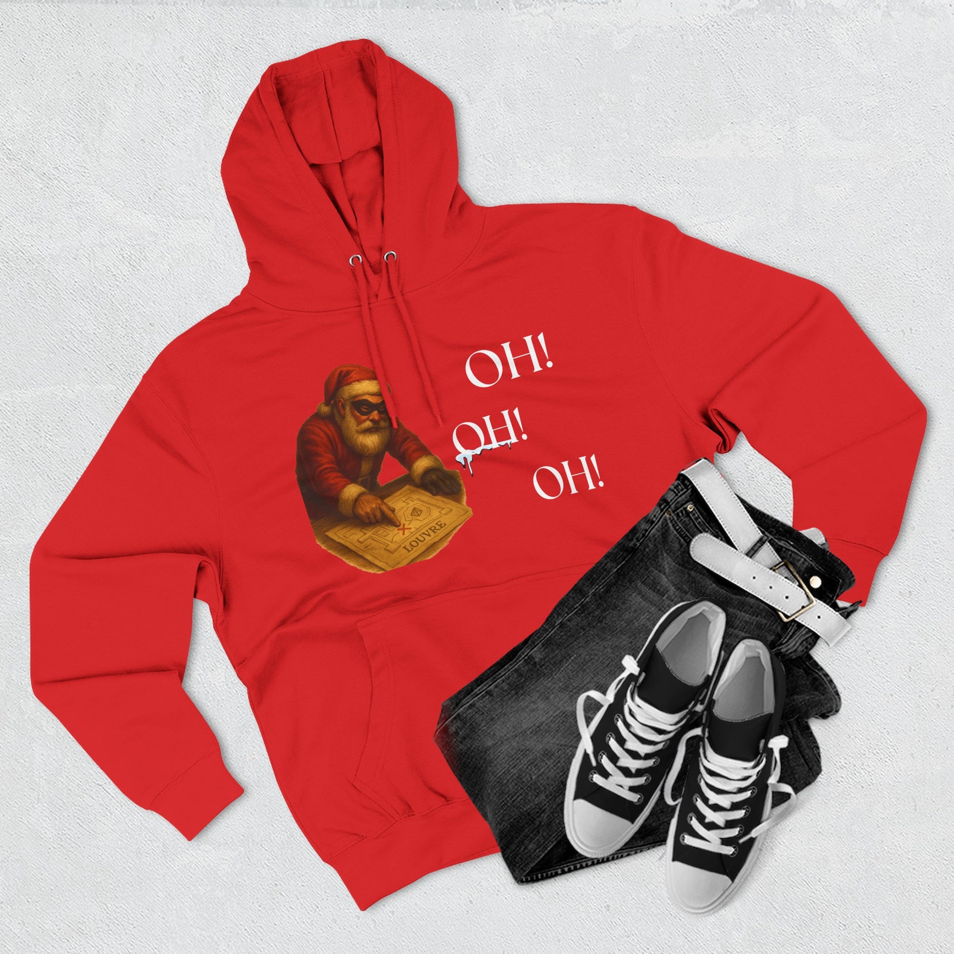 Vintage Santa Claus Oh! Oh! Oh! Hoodie | Christmas Holiday Sweater-Style Sweatshirt Printify